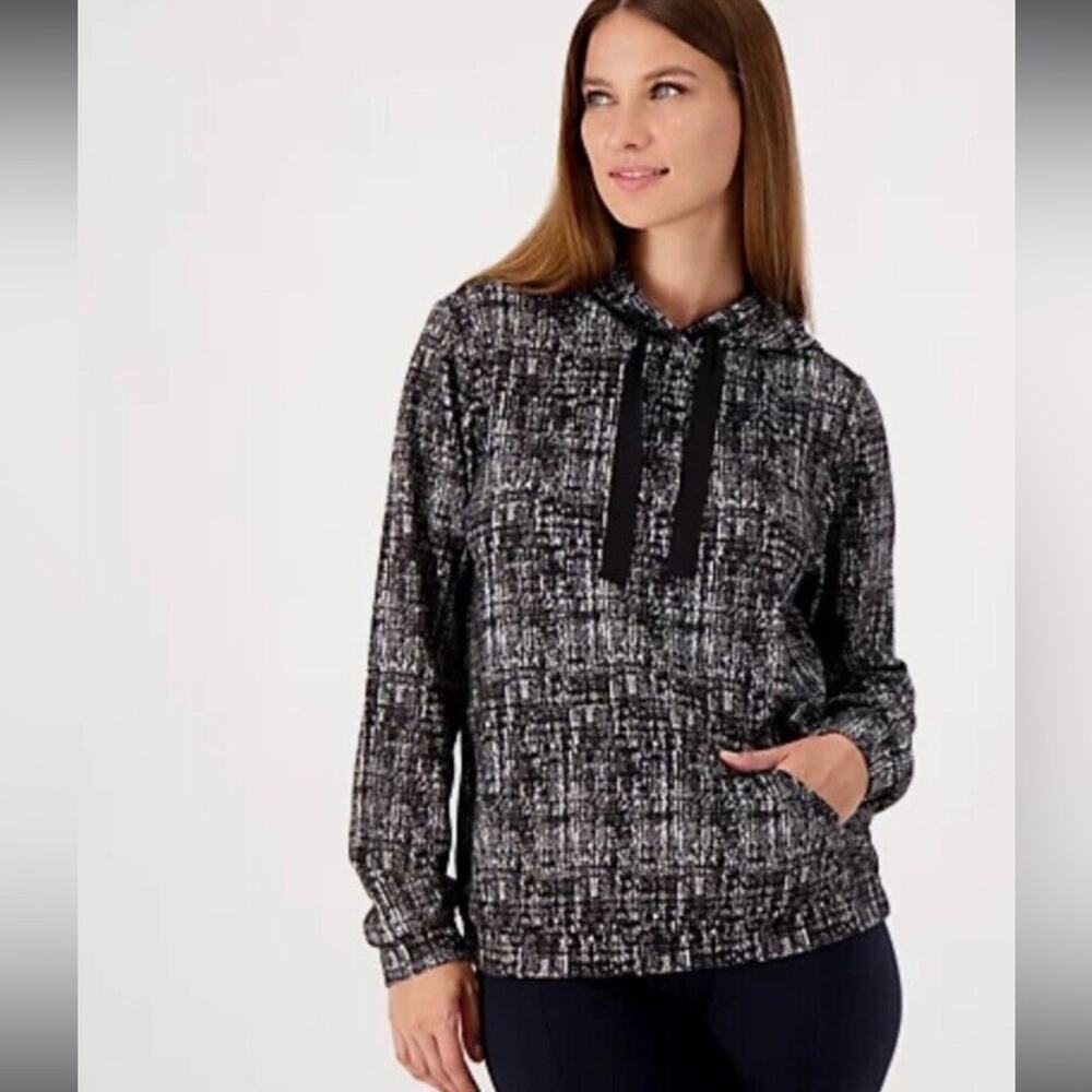 J Jason Wu | Knit Plaid Hoodie Sweatshirt Size M